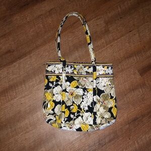 Vera Bradley Dogwood Yellow, White, and Black Floral Bag Tote